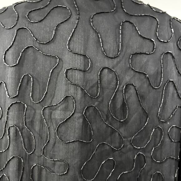 JMD New York black silk cocktail jacket size S beads & sequins NEW OLD STOCK - Picture 9 of 13